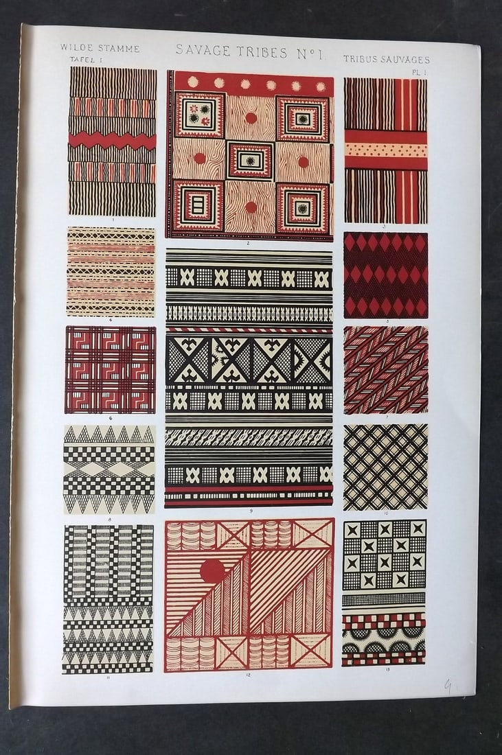 Jones, Owen 1910 Design Print. Savage Tribes No. 1 (1 of 1)