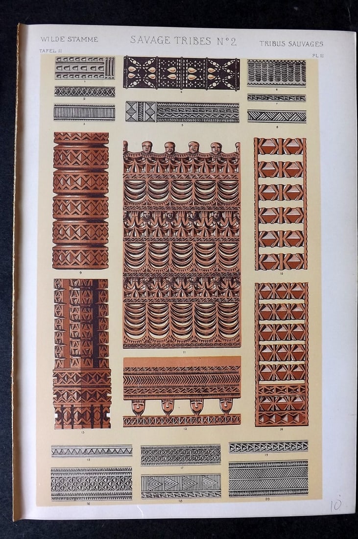 Jones, Owen 1910 Design Print. Savage Tribes No. 2 (1 of 1)