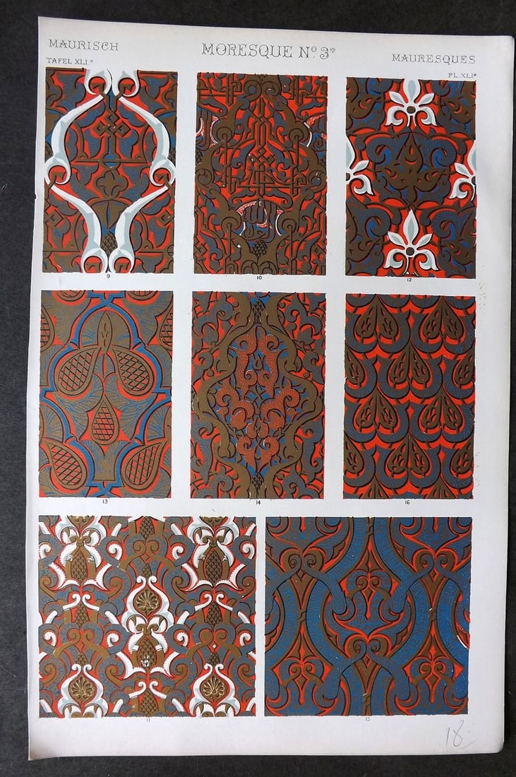 Jones, Owen 1910 Architectural Design Print. Moresque No. 3* (1 of 1)