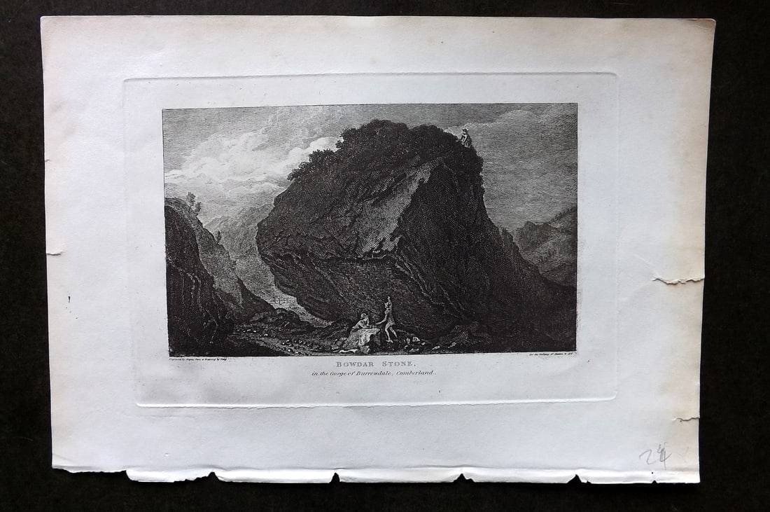 Polehampton 1823 Antique Print. Bowdar Stone, Burrowdale, Cumberland (1 of 1)