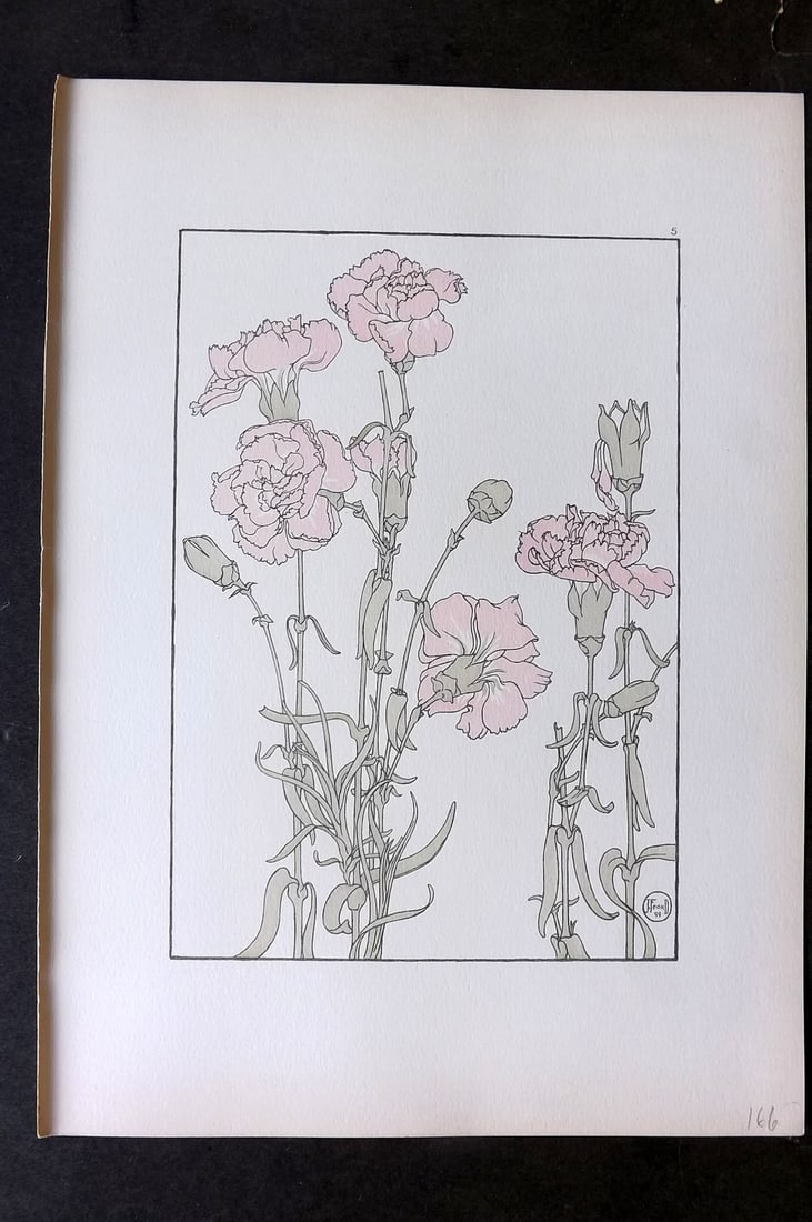 Foord, Jeannie 1901 Folio Art Nouveau Pochoir. Carnation 05 (1 of 1)