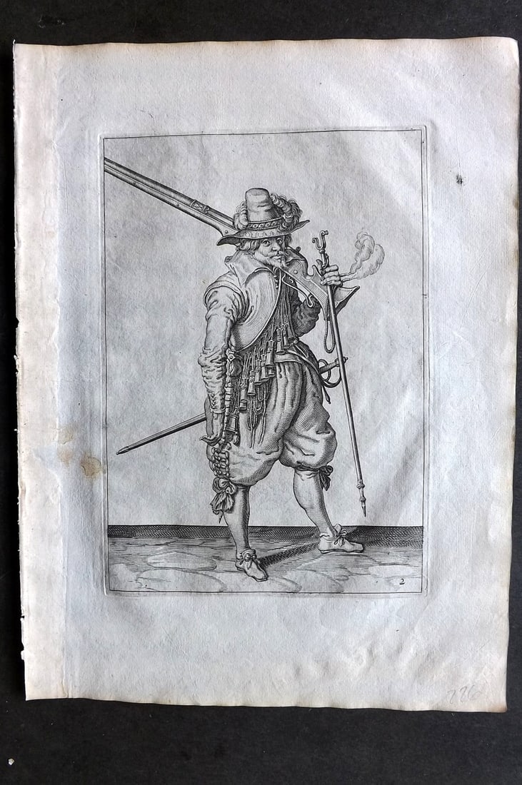 Gheyn, Jacob de 1608 Folio Military Print. Musketeer 02 (1 of 1)