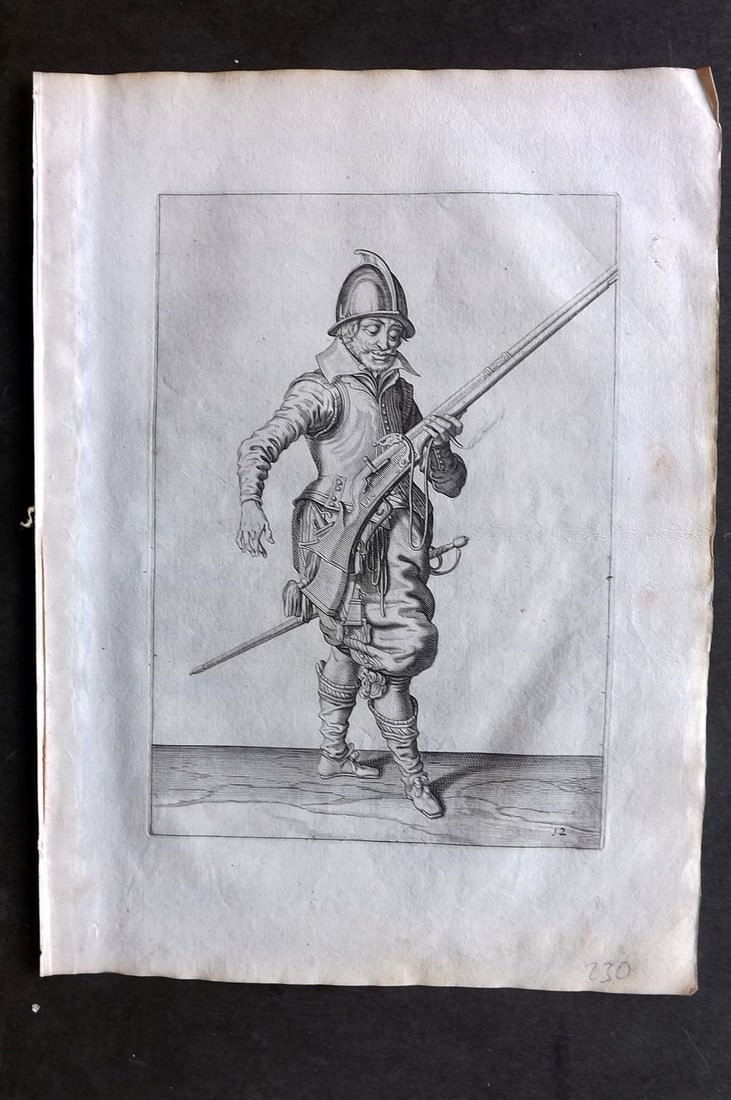Gheyn, Jacob de 1608 Folio Military Print. Musketeer 12 (1 of 1)
