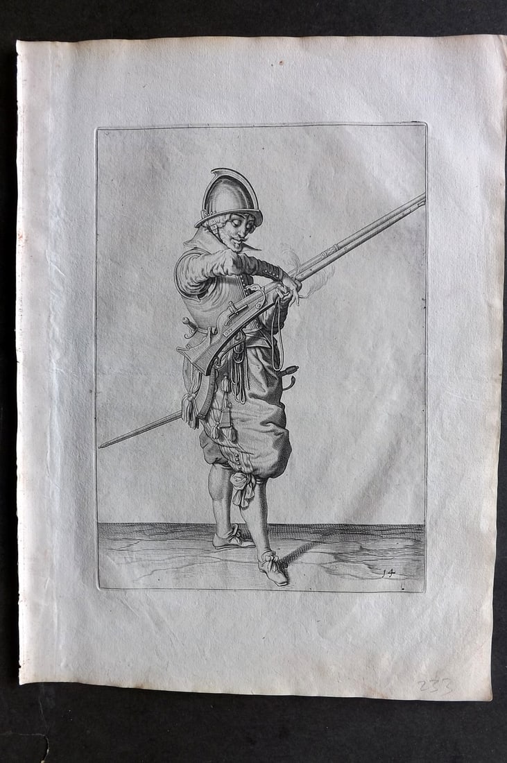 Gheyn, Jacob de 1608 Folio Military Print. Musketeer 14 (1 of 1)