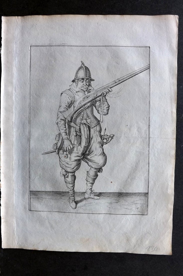 Gheyn, Jacob de 1608 Folio Military Print. Musketeer 15 (1 of 1)