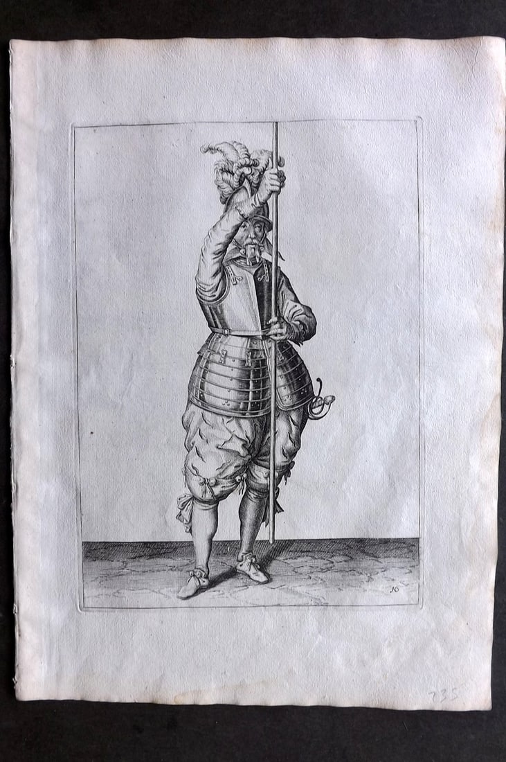 Gheyn, Jacob de 1608 Folio Military Print. Pikeman 16 (1 of 1)
