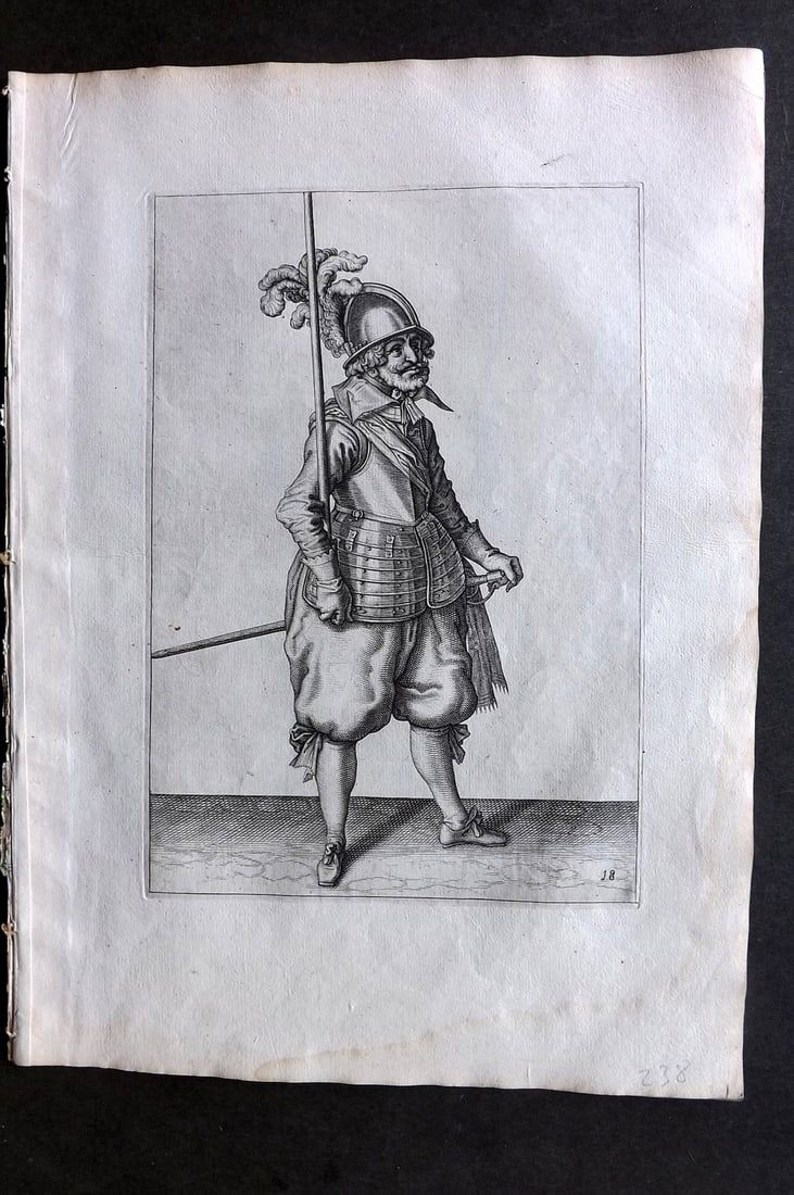 Gheyn, Jacob de 1608 Folio Military Print. Pikeman 18 (1 of 1)