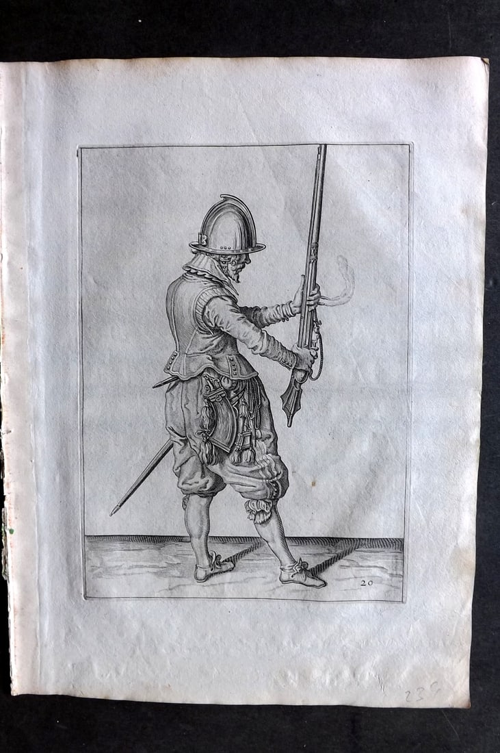 Gheyn, Jacob de 1608 Folio Military Print. Musketeer 20 (1 of 1)