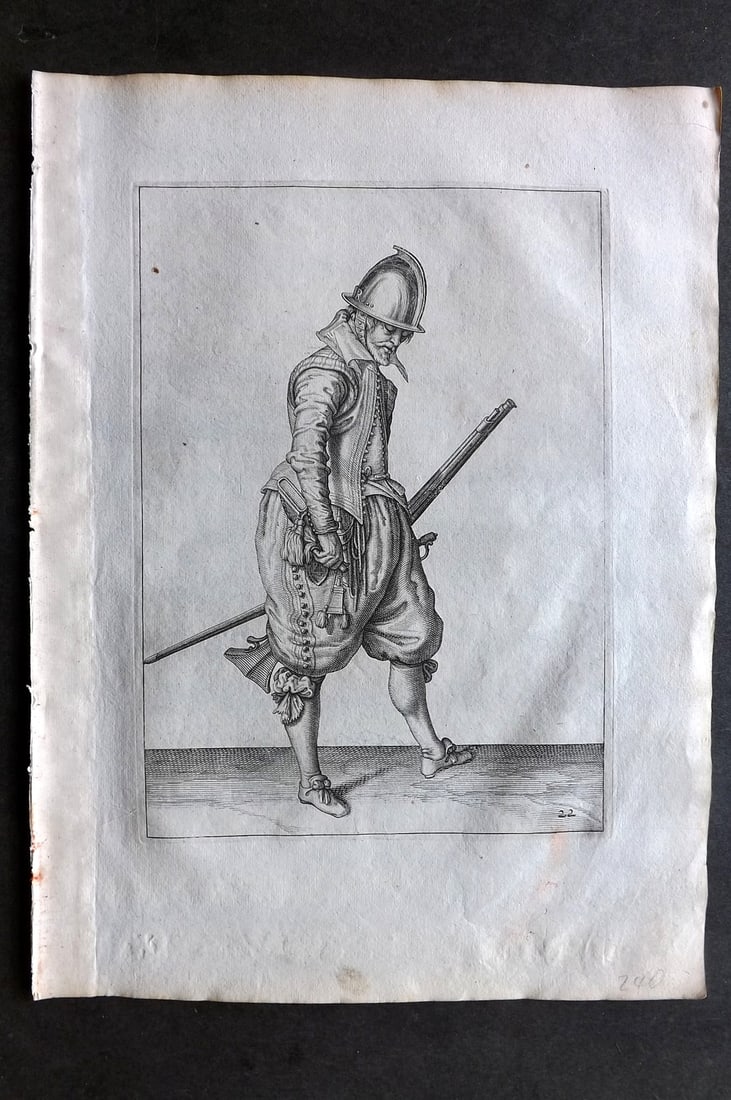 Gheyn, Jacob de 1608 Folio Military Print. Musketeer 22 (1 of 1)