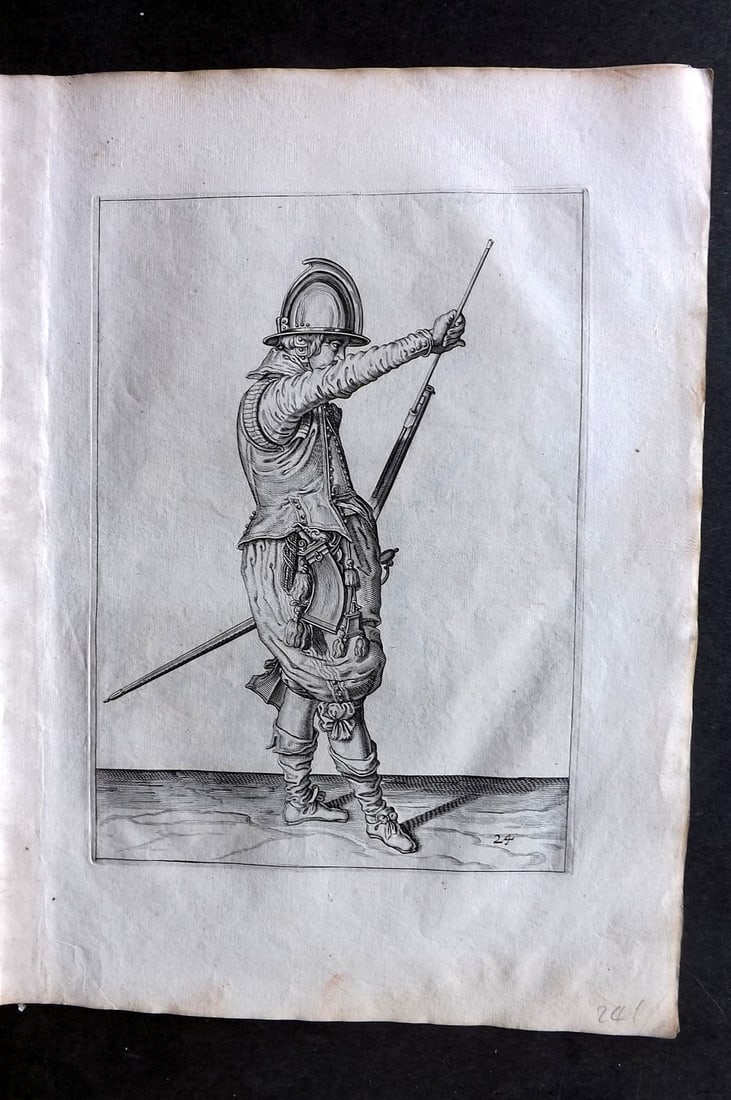 Gheyn, Jacob de 1608 Folio Military Print. Musketeer 24 (1 of 1)