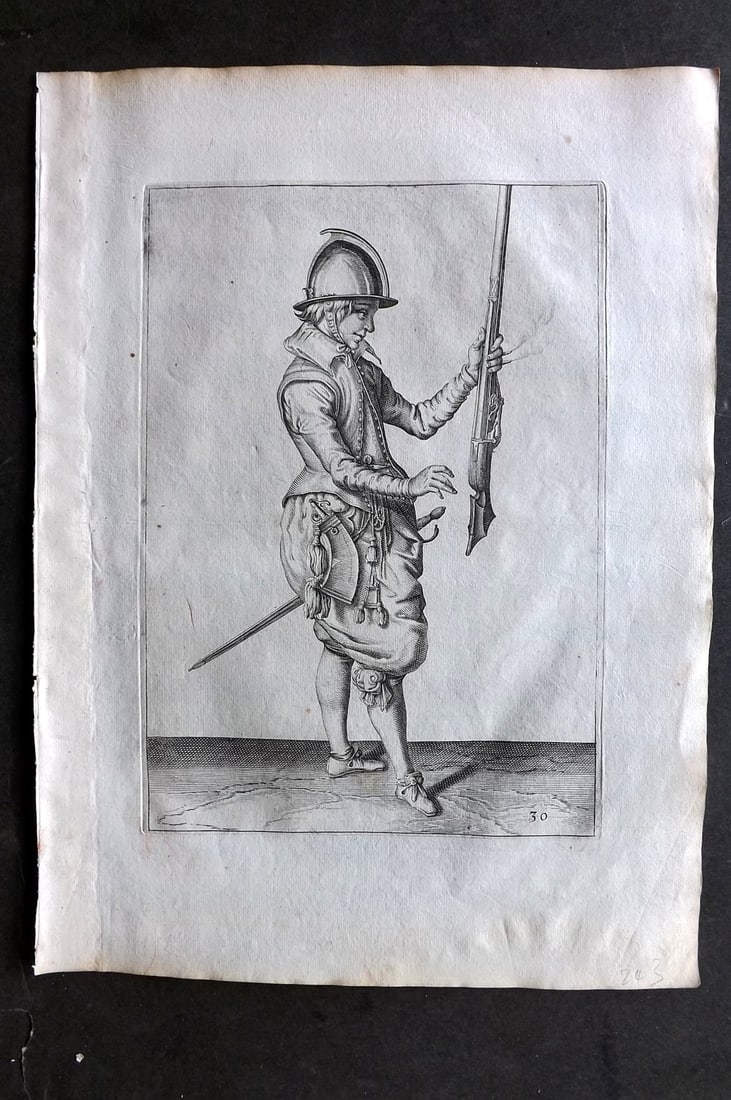 Gheyn, Jacob de 1608 Folio Military Print. Musketeer 30 (1 of 1)