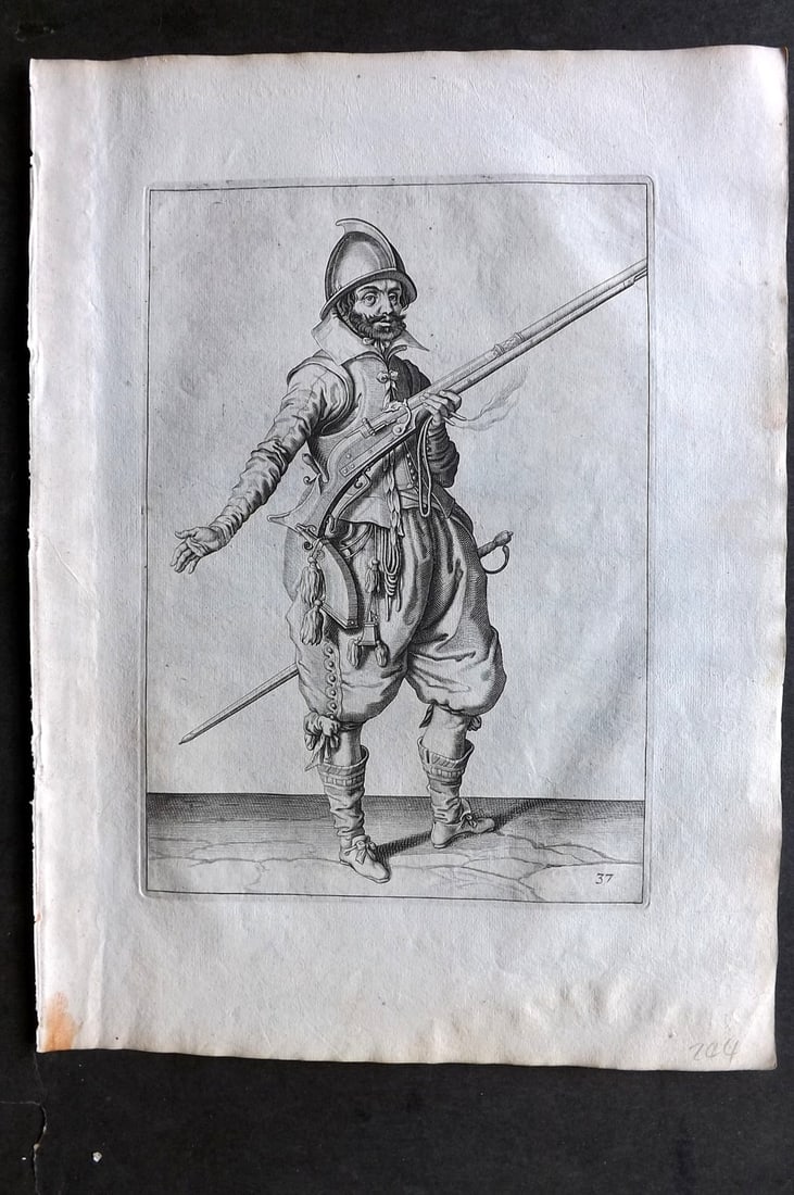 Gheyn, Jacob de 1608 Folio Military Print. Musketeer 37 (1 of 1)