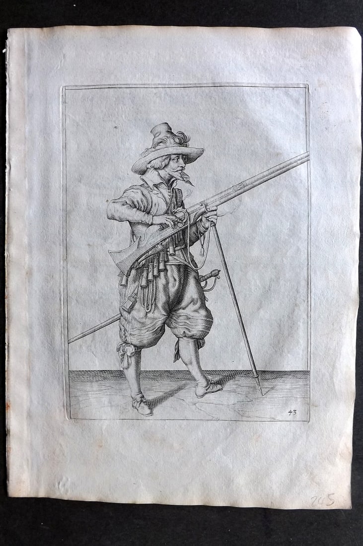Gheyn, Jacob de 1608 Folio Military Print. Musketeer 43 (1 of 1)