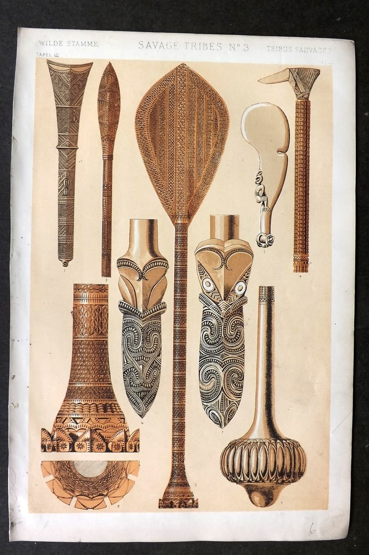 Jones, Owen 1868 Design Print. Savage Tribes No. 3 (1 of 1)