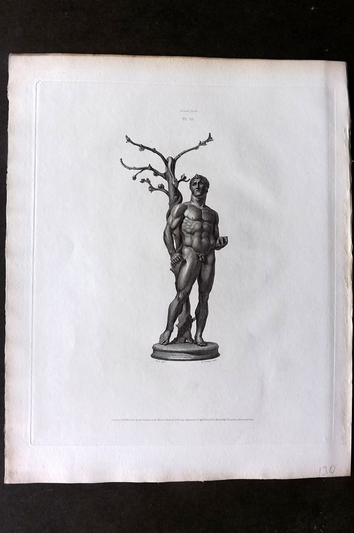 BM Marbles 1818 Folio Statue Sculpture Print. Bronze Statue of Hercules 02 (1 of 1)