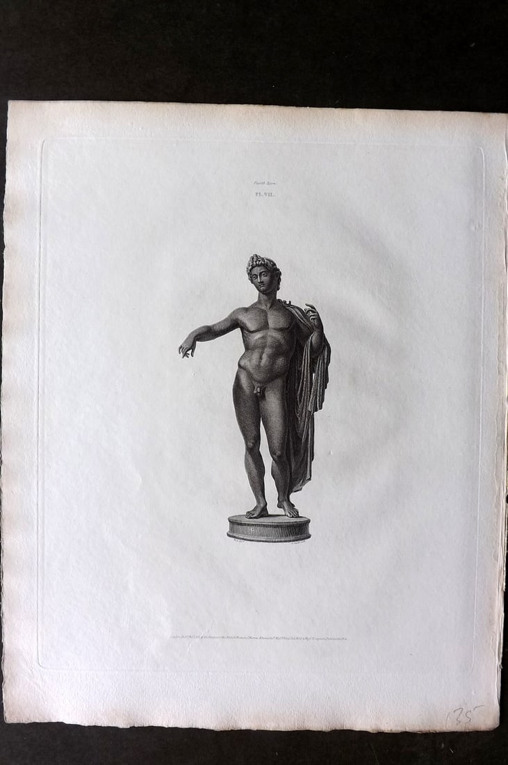 BM Marbles 1818 Folio Statue Sculpture Print. Bronze Statue of Apollo 07 (1 of 1)