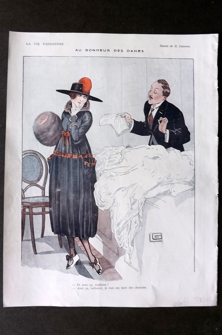 La Vie Parisienne 1917 Art Deco. Au bon vieux temps des Crinolines by Barbier: Lithographs Published 1917, Paris for "La Vie Parisienne" Illustrated by Lissac, Barbier, Vallet, Valee, Prejelan, Herouard, Fournier, Kuhn-Regnier, Georges Leoonnec and others. Verso text, but none s