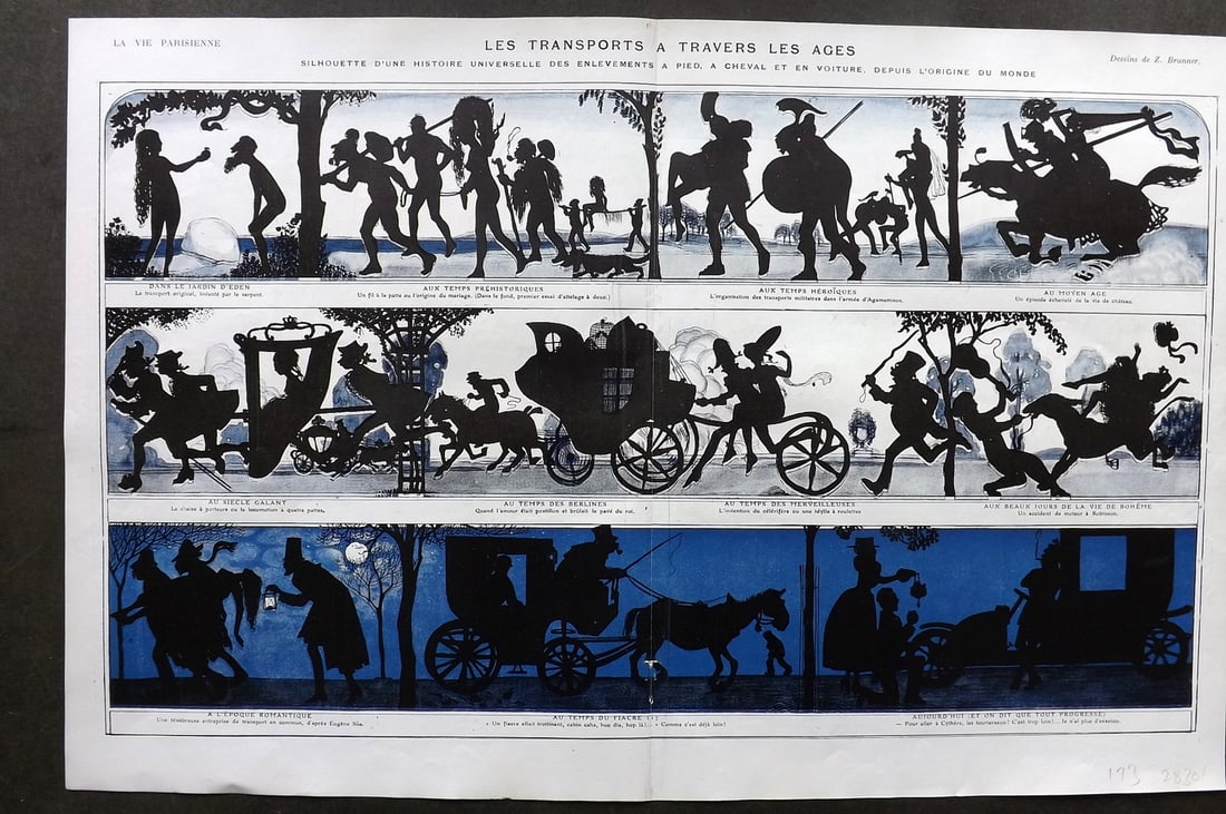 La Vie Parisienne 1917 Deco Double. Les Transport a Travers Les Ages by Brunner (1 of 1)