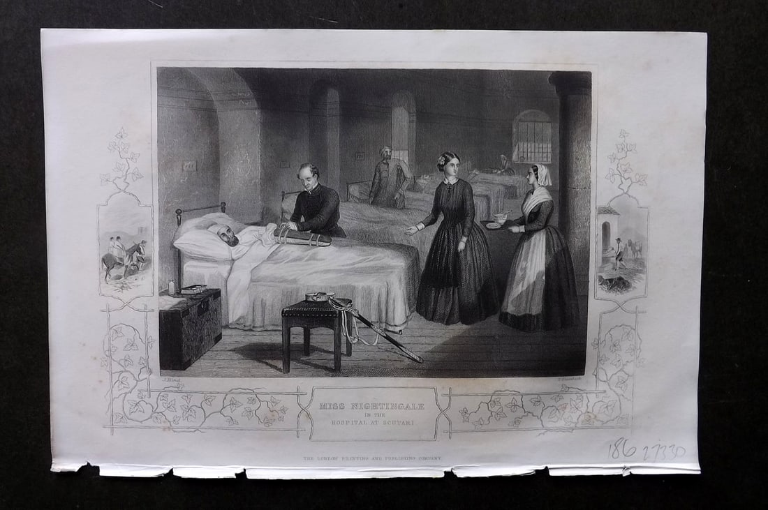 Tyrrell, Henry 1858 Print. Florence Nightingale at Scutaria Hospital, Crimean War (1 of 1)