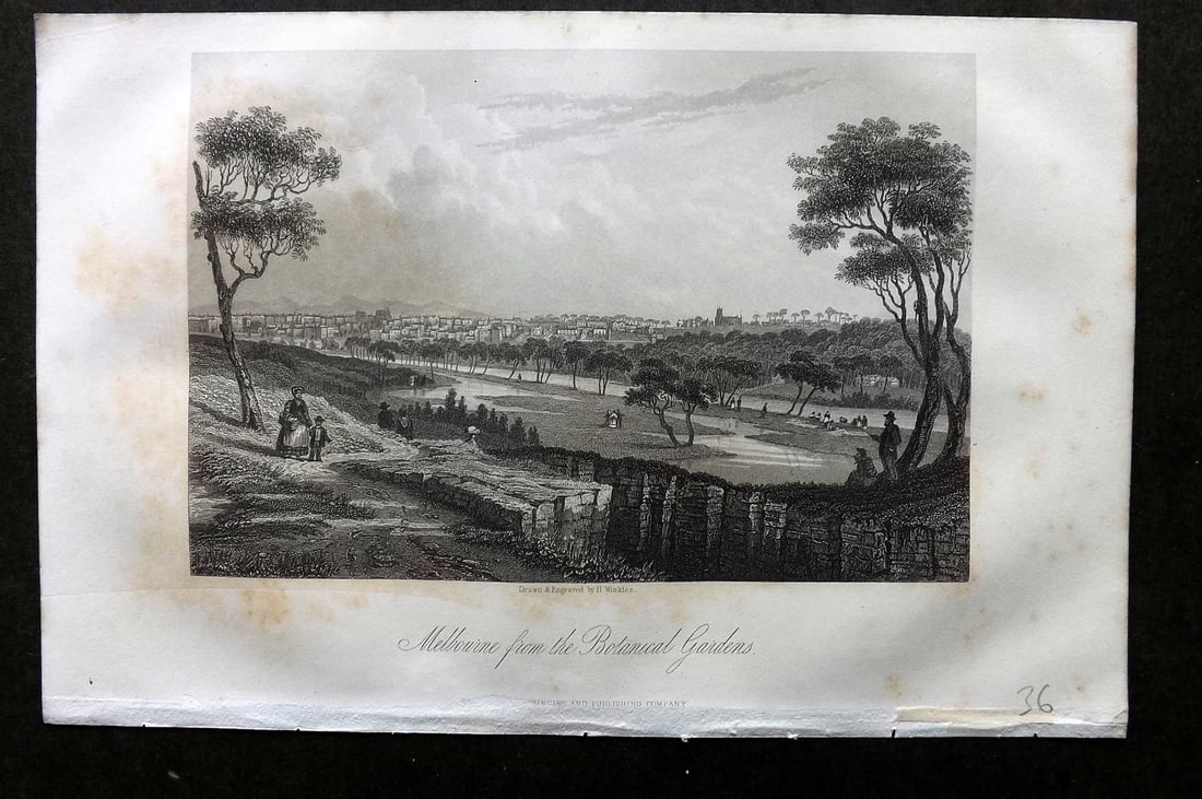 Wright, Thomas 1860 Antique Print. Melbourne, Australia: Steel Engraving Published 1860 by The London Printing & Published Company, London for "The Royal Dictionary-Cyclopedia for Universal Reference" by Thomas Wright. Paper Size: 10 x 6 inch (25 x 16cm) Mi