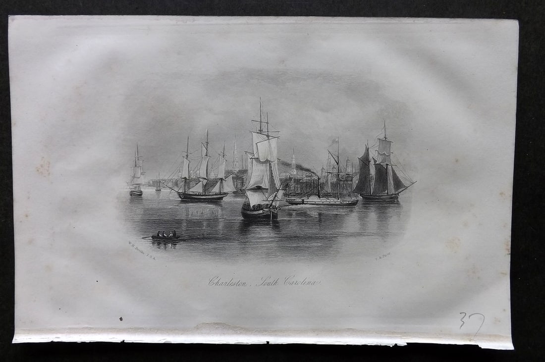 Wright, Thomas 1860 Antique Print. Charleston, South Carolina USA Ships: Steel Engraving Published 1860 by The London Printing & Published Company, London for "The Royal Dictionary-Cyclopedia for Universal Reference" by Thomas Wright. Paper Size: 10 x 6 inch (25 x 16cm) Ve