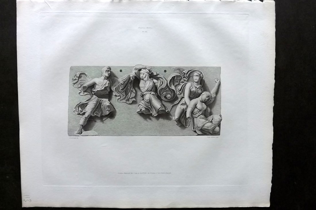 BM Marbles 1819 Folio Greek Bas Relief Print. Combat between the Greeks and Amazons 20 (1 of 1)