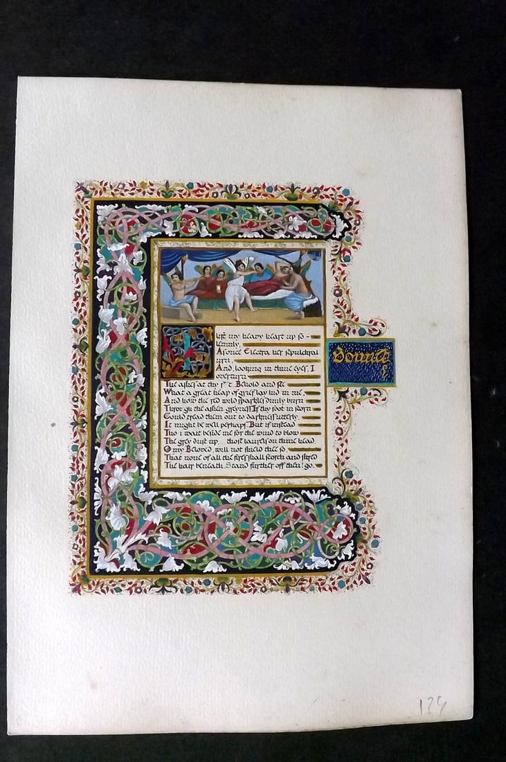 Elizabeth Barrett Browning & Nestore Leoni 1909 Fine Hand Col Print. Sonnets from the Portuguese: Hand Colored Watercolour & Gouache Lithograph Published 1909, London for "Sonnets from the Portuguese" by Elizabeth Barrett Browning. Illustrated by Nestore Leoni. Rare. Limited Edition of 500. Revers