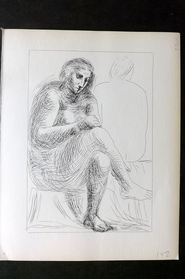 Picasso Vollard Suite 1956 Print. The Bath 03: Vintage Photogravure Published 1956, London for "Picasso's Vollard Suite" First English Edition of 100 Etchings created by Picasso between 1930-37. Printed on Good Quality Paper in Germany. Paper Size