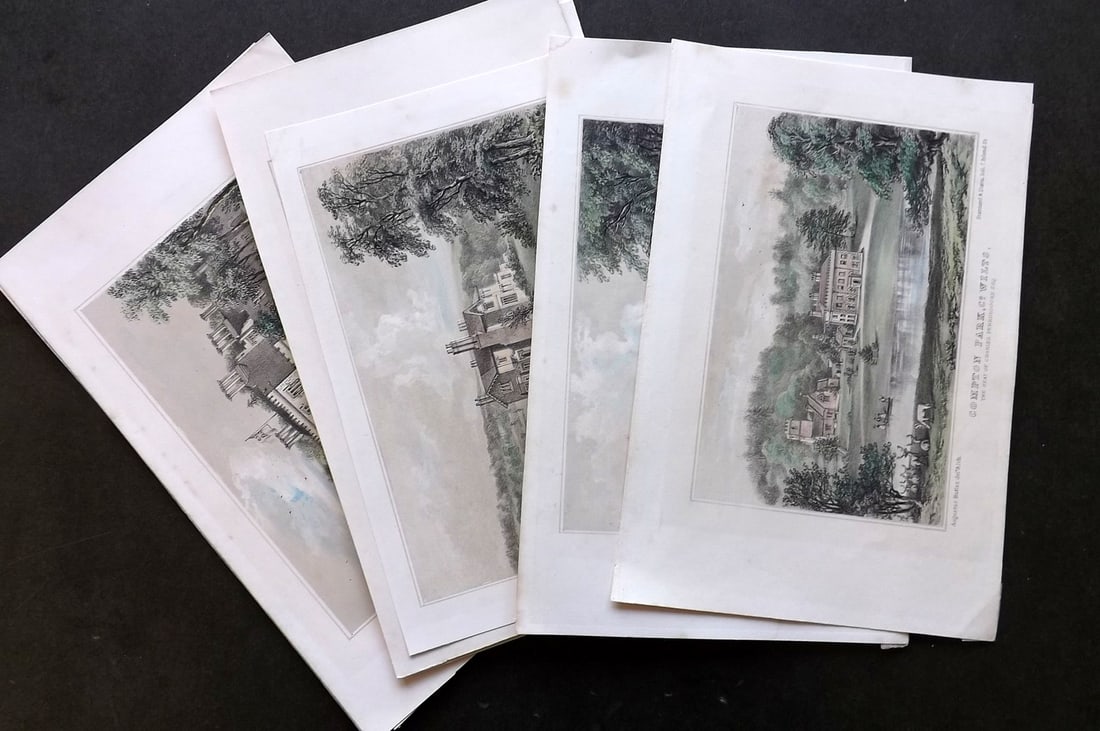 Burke, John 1852 Lot of 10 Hand Col Prints. UK Country Houses (1 of 4)