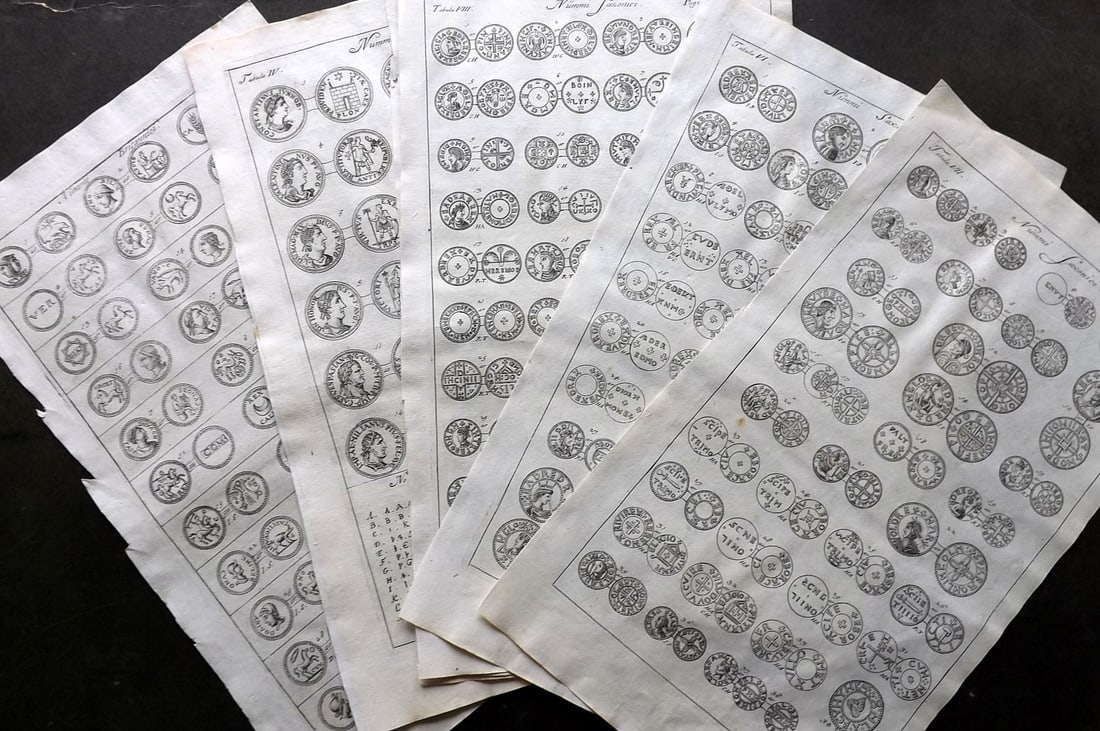 Camden, William 1695 Lot of 8 Folio Coin Prints. Roman & Saxon. Numismatics (1 of 5)
