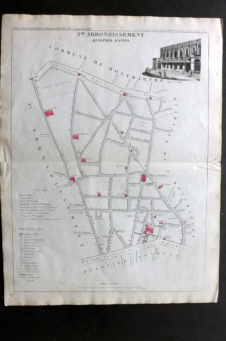 Perrot, A. M. 1836 Map. Paris - Quartier d'Antin, France (1 of 1)