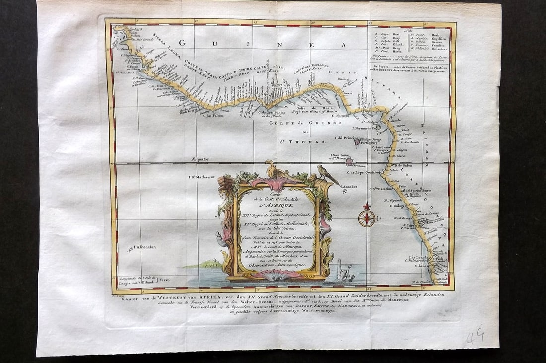 Bellin, Jacques-Nicolas C1760 Hand Col Map. Africa - Guinea Congo Coast (1 of 1)