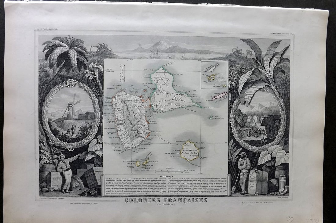 Levasseur, Victor 1852 Antique Map. Caribbean - Guadeloupe (1 of 1)