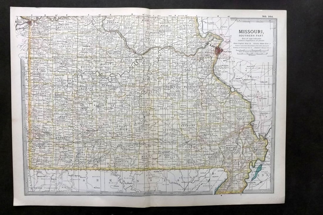 Black (Pub) 1903 Antique Map. Missouri, Southern Part (1 of 1)