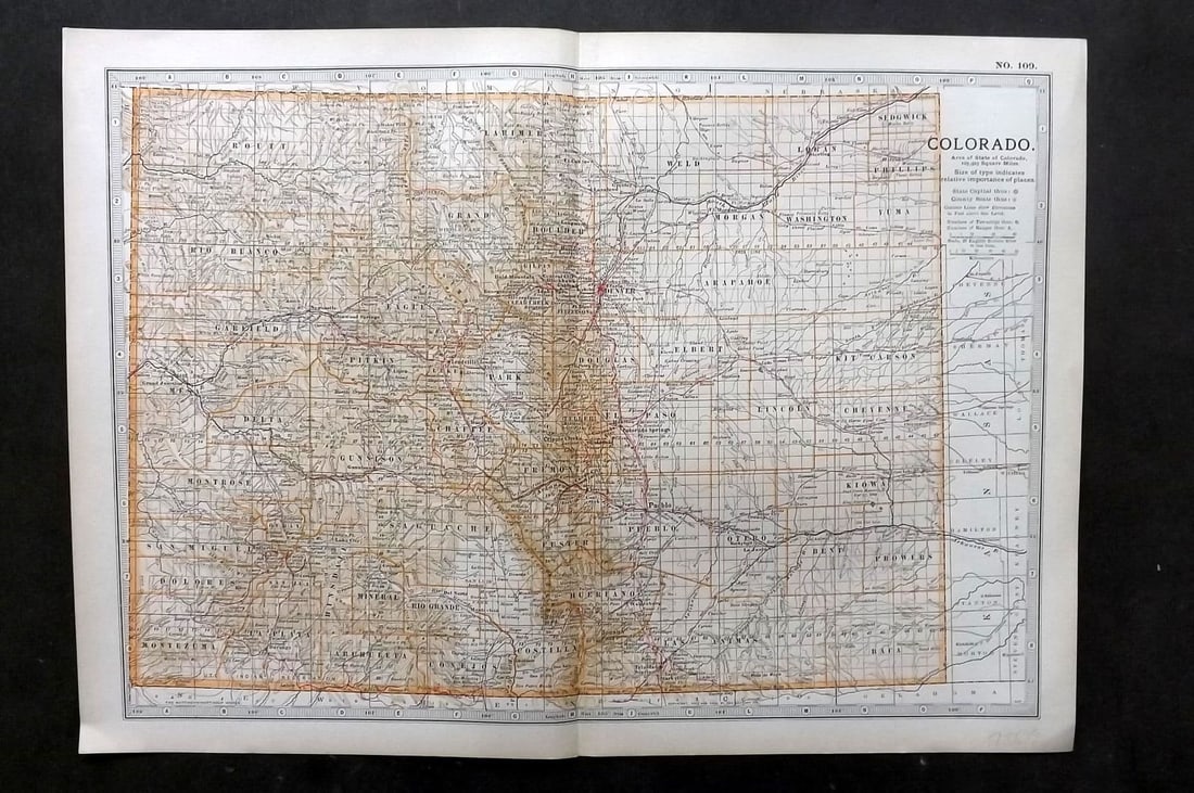 Black (Pub) 1903 Antique Map. Colorado, USA (1 of 1)