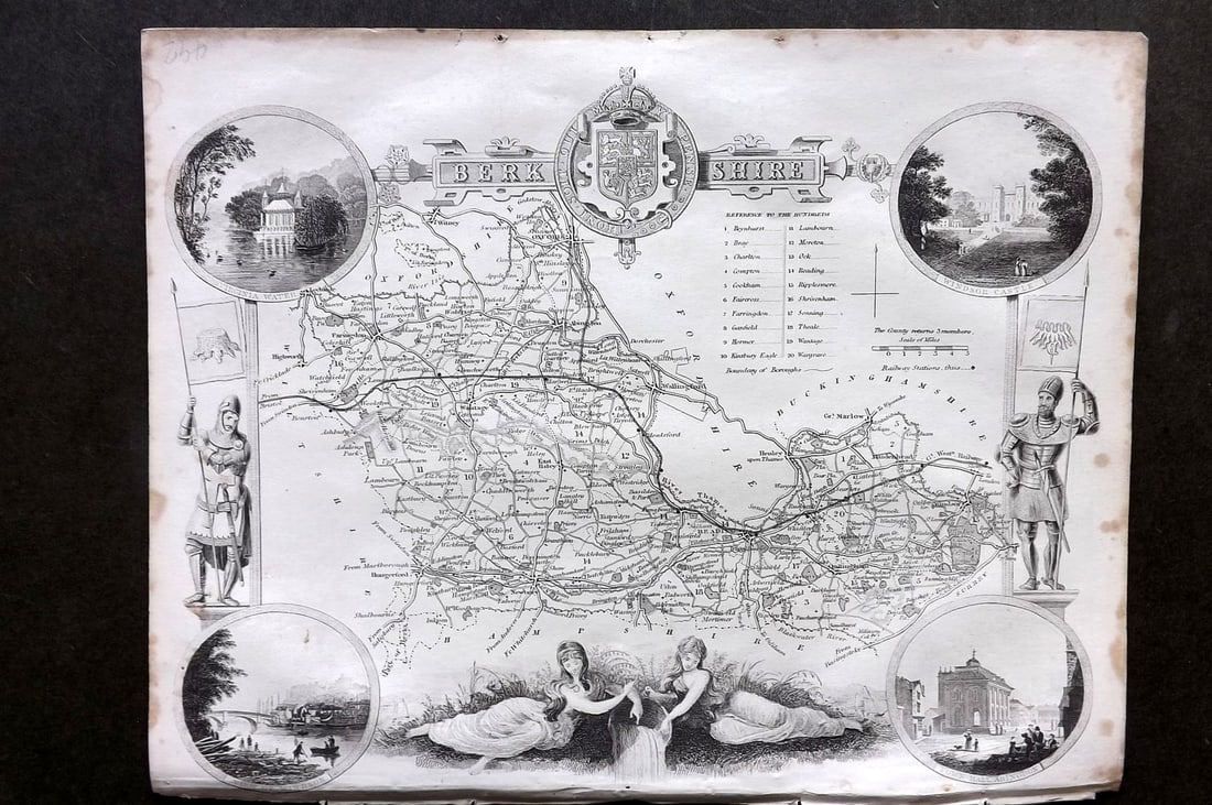 Moule, Thomas C1840 Antique British County Map. Berkshire: Steel Engraved Map Published C1840, London for "A Complete and Universal English Dictionary" by the Rev. James Barclay et al. Maps by Thomas Moule. Paper Size: 10.5 x 8 inch (28 x 21cm) Very minor mar