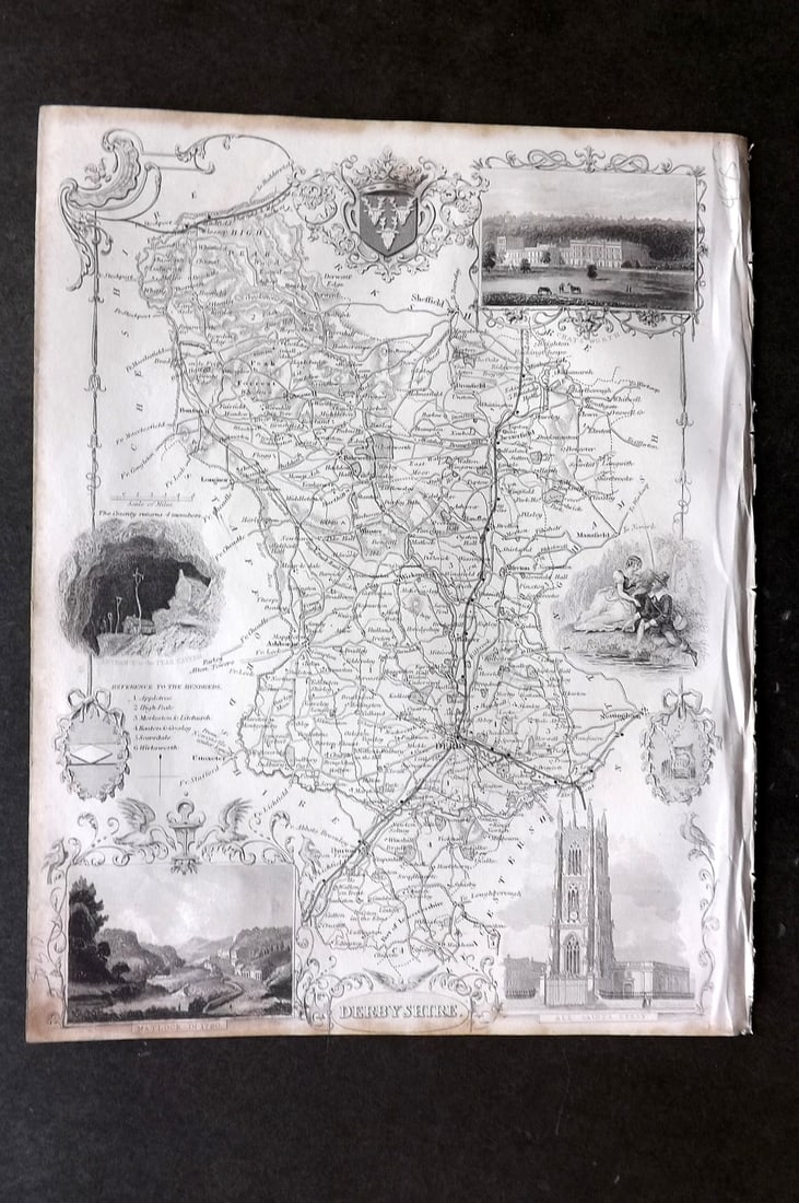 Moule, Thomas C1840 Antique British County Map. Derbyshire: Steel Engraved Map Published C1840, London for "A Complete and Universal English Dictionary" by the Rev. James Barclay et al. Maps by Thomas Moule. Paper Size: 10.5 x 8 inch (28 x 21cm) Very minor mar