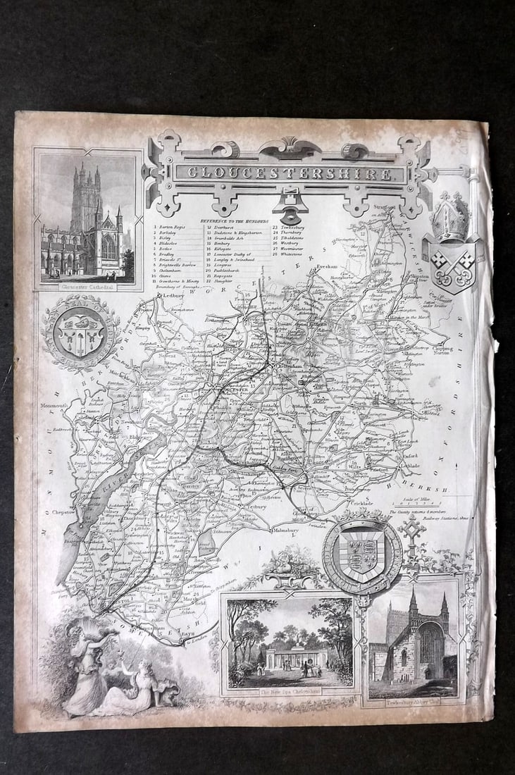 Moule, Thomas C1840 Antique British County Map. Gloucestershire: Steel Engraved Map Published C1840, London for "A Complete and Universal English Dictionary" by the Rev. James Barclay et al. Maps by Thomas Moule. Paper Size: 10.5 x 8 inch (28 x 21cm) Very minor mar