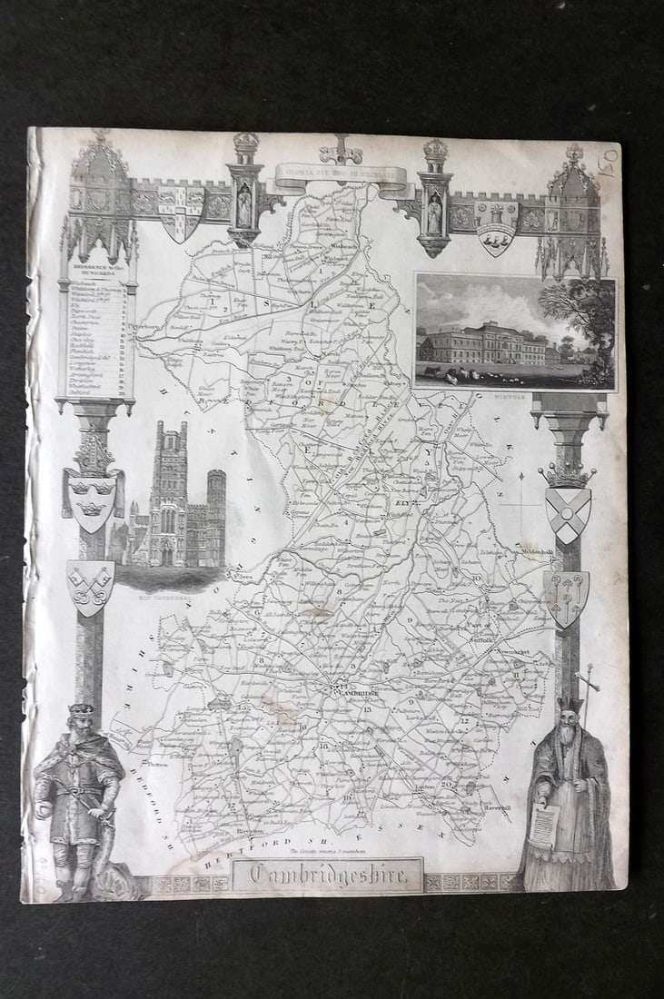 Moule, Thomas C1840 Antique British County Map. Cambridgeshire: Steel Engraved Map Published C1840, London for "A Complete and Universal English Dictionary" by the Rev. James Barclay et al. Maps by Thomas Moule. Paper Size: 10 x 8 inch (26 x 20cm) Very minor tonin