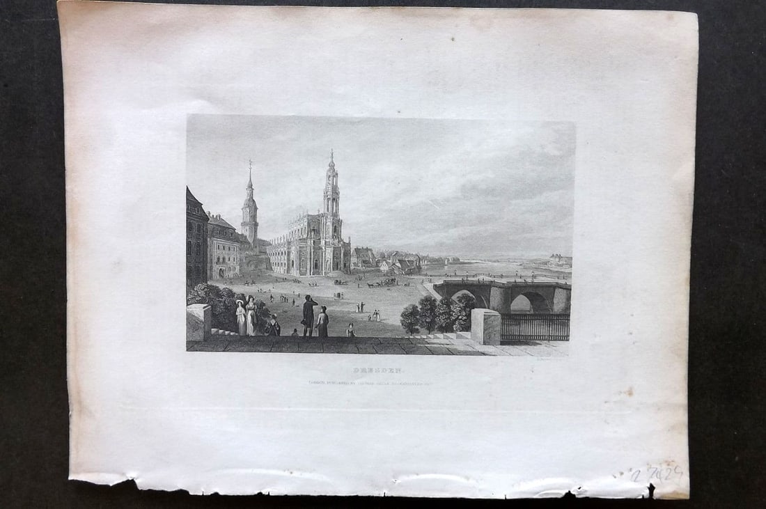 Barclay, James C1835 Antique Print. Dresden, Germany: Antique Steel Engraving Published C1835 by Thomas Kelly, London for "A New and Universal English Dictionary" by the Rev. James Barclay. Maps by Alexander Findlay. Paper Size: 11 x 8 inch (28 x 21cm). 