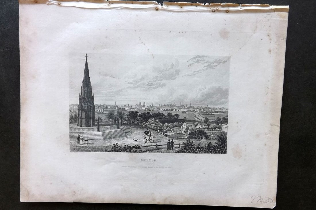 Barclay, James C1835 Antique Print. Berlin, Germany: Antique Steel Engraving Published C1835 by Thomas Kelly, London for "A New and Universal English Dictionary" by the Rev. James Barclay. Maps by Alexander Findlay. Paper Size: 11 x 8 inch (28 x 21cm). 