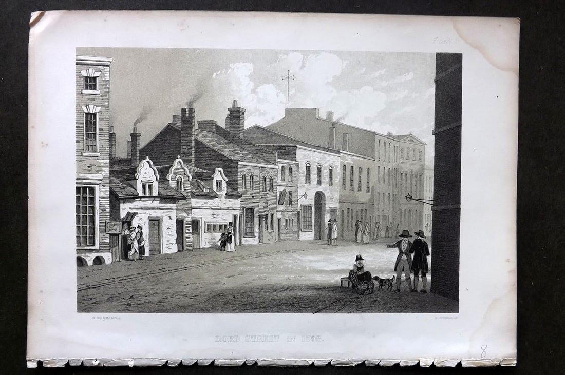 Herdman - Liverpool 1856 Folio Print. Lord Street in 1798 (1 of 1)