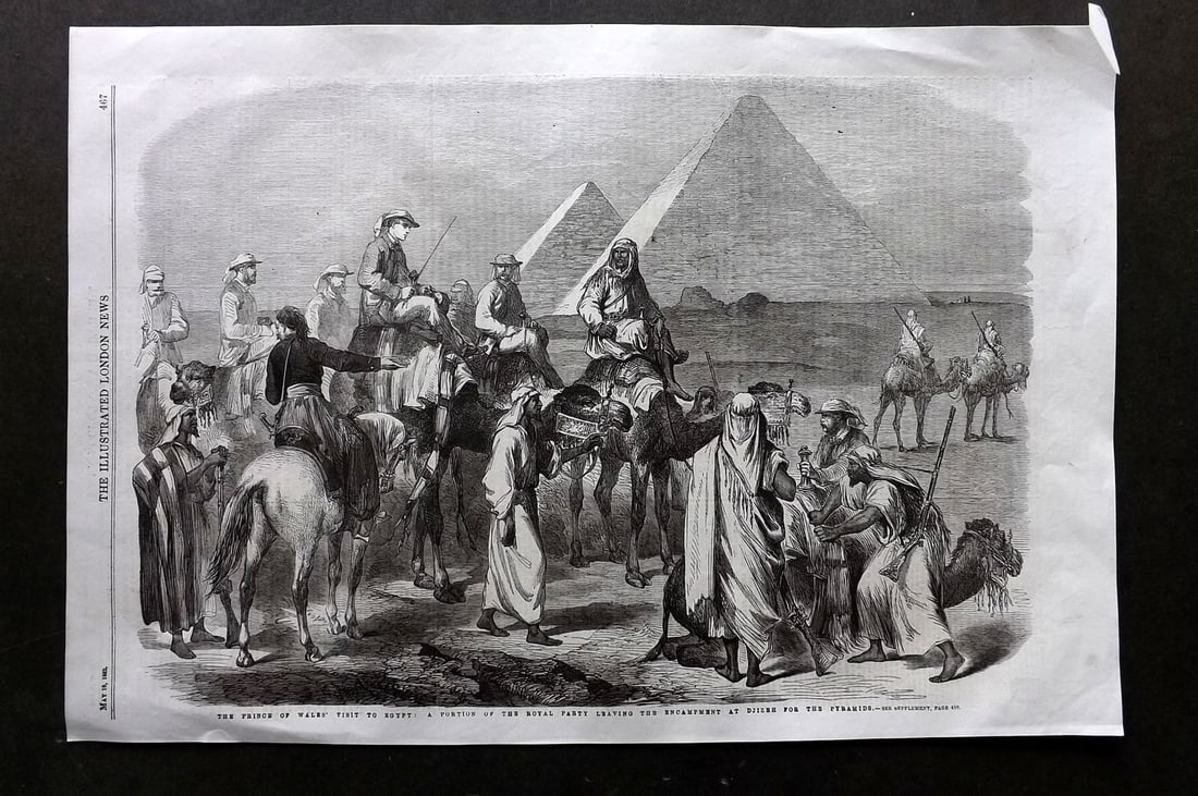 ILN 1875 Lot of 3 Prints. Sphinx & Pyramids, Egypt: Wood Engravings with text on the reverse Published 1875, London for "The Illustrated London News" Paper Size: Up to 16 x 11 inch (40 x 28cm) Good Condition