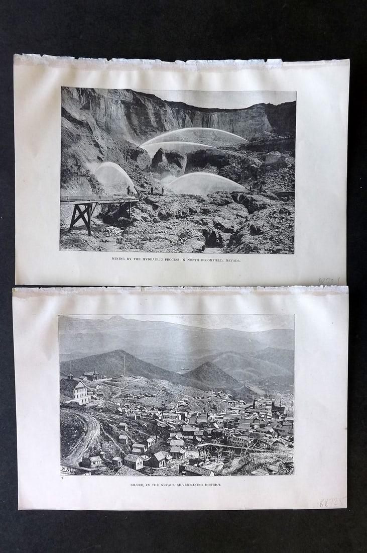 Reclus, Elisee C1880 Pair of Prints. USA - Silver Mines, Nevada (1 of 1)