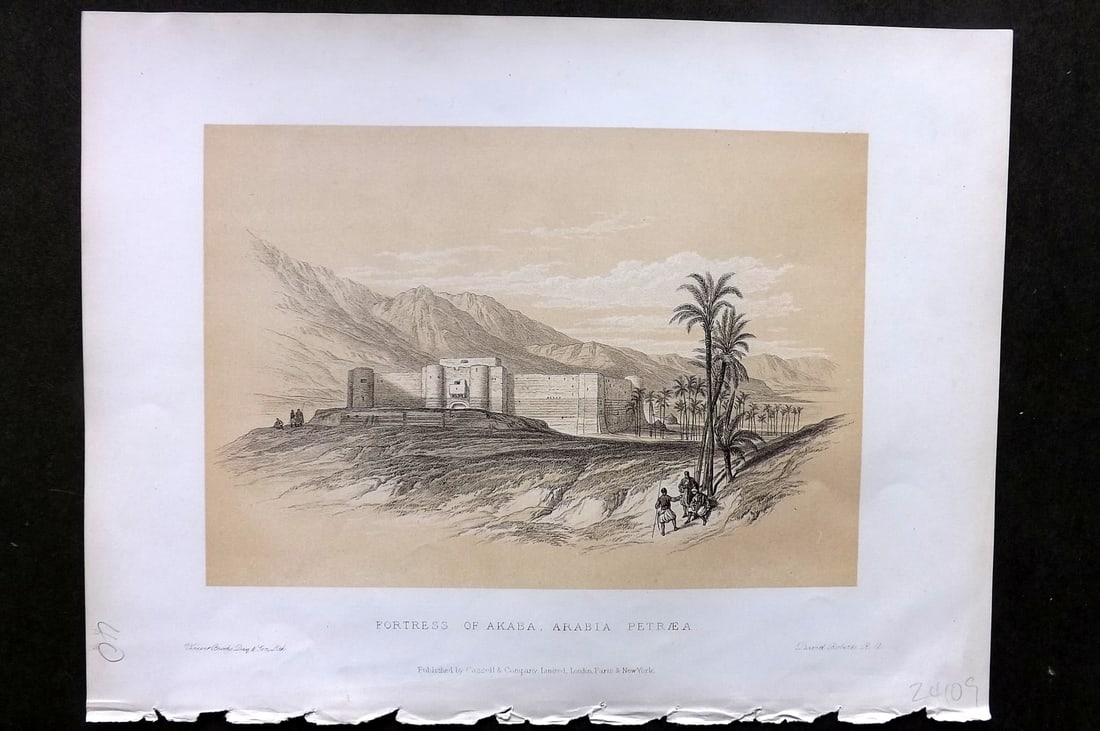Roberts, David 1887 Holy Land Print. Fortress of Akaba, Arabia Petraea (1 of 1)