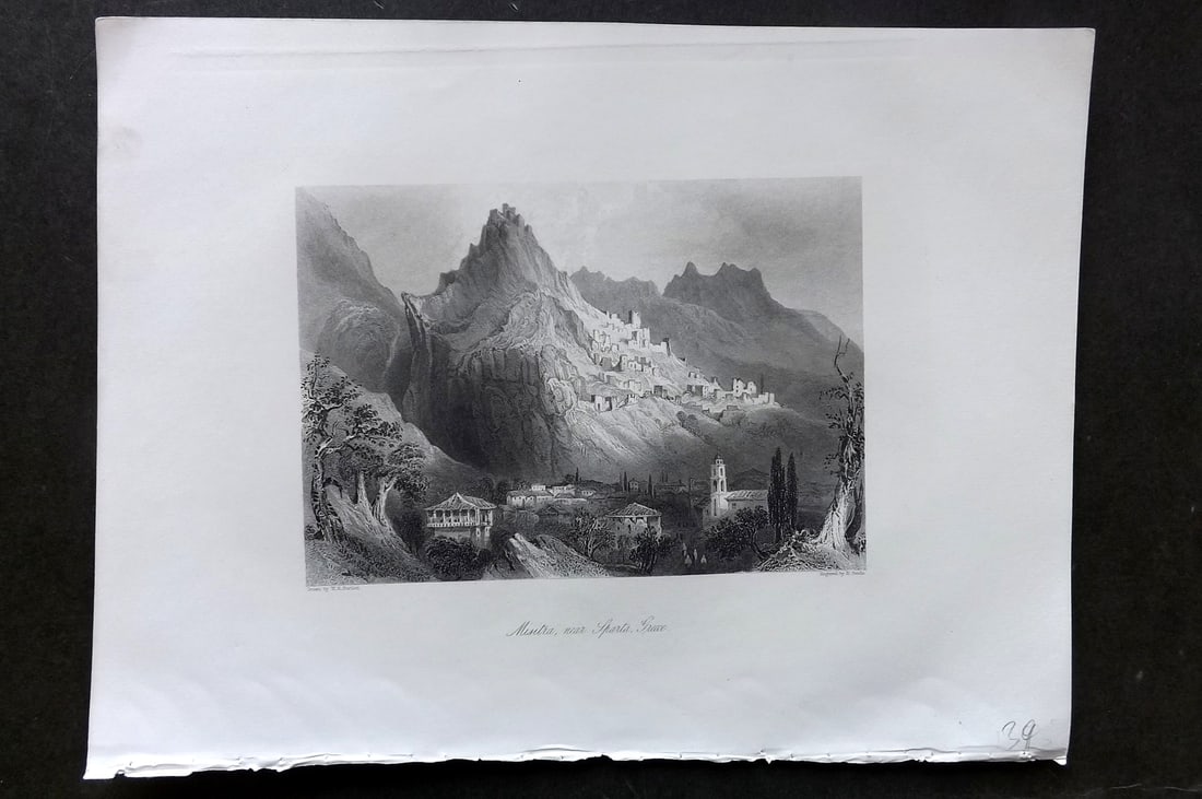 Sherer, John 1881 Folio Print. Misthra, near Sparta. Greece (1 of 1)