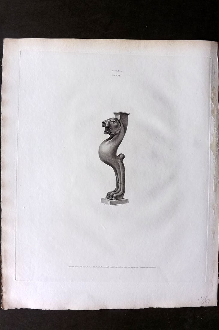 BM Marbles 1818 Folio Statue Sculpture Print. Supports of an Ancient Tripod Table in Porphyry 08 (1 of 1)
