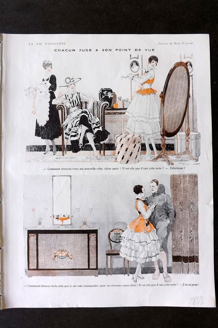 La Vie Parisienne 1917 Art Deco Print. Chacun Juge a son Point de Vue by Vincent (1 of 1)