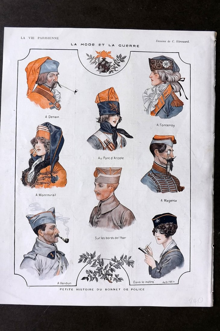 La Vie Parisienne 1917 Art Deco Print. La Mode et la Guerre by Herouard (1 of 1)