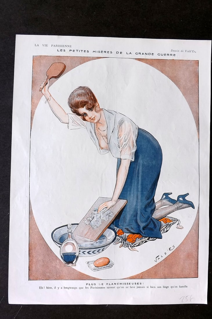 La Vie Parisienne 1917 Deco. Les Petites Miseres de la Grande Guerre by Vald'Es: Lithographs Published 1917, Paris for "La Vie Parisienne" Illustrated by Lissac, Barbier, Vallet, Valee, Prejelan, Herouard, Fournier, Kuhn-Regnier, Georges Léonnec and others. Verso text, but none s